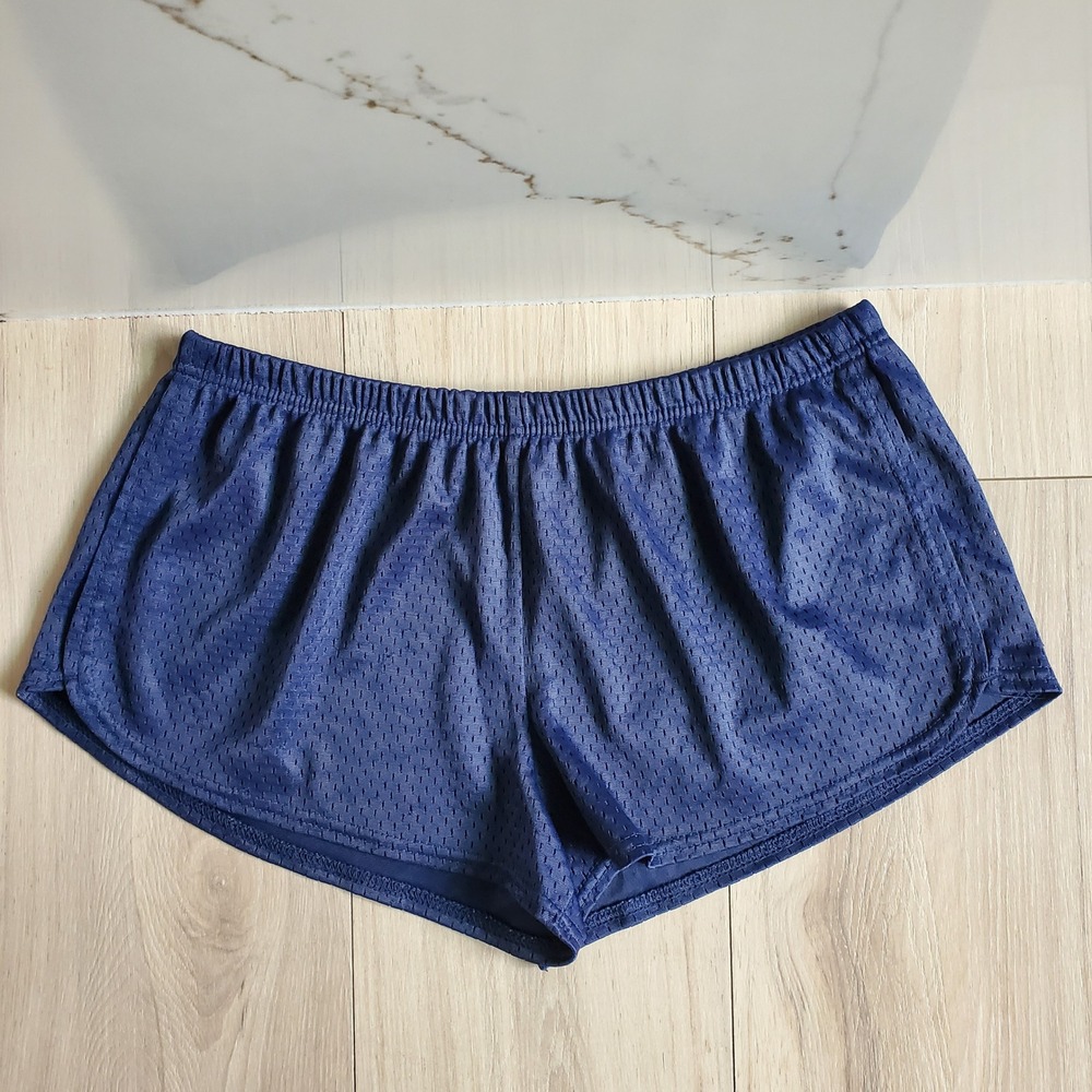 Soffe Mesh Shorts Womens XL Navy Low Rise Elastic Waist Cheer Running Gym 90s